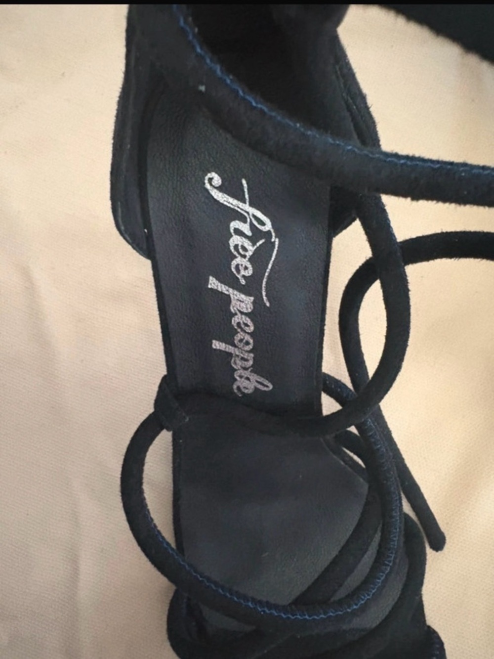 Free People Black Suede Strappy Heel Sandals Size 38 - Picture 6 of 7